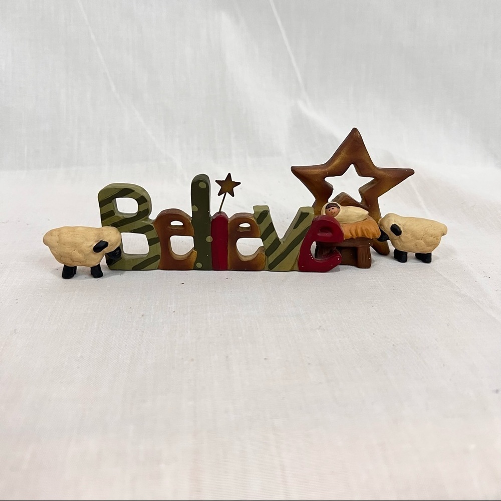 CHRISMAS BELIEVE Sheep Baby Stars Figurine Small Decorations Holiday
